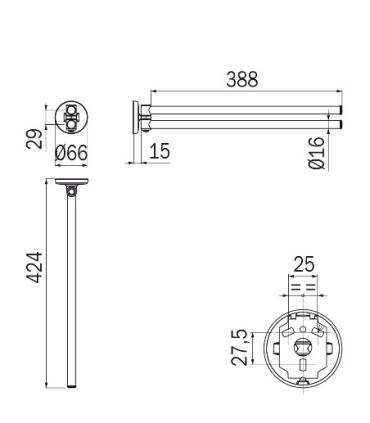 Swivel double towel rail INDA Colorella L.43 at.A23150