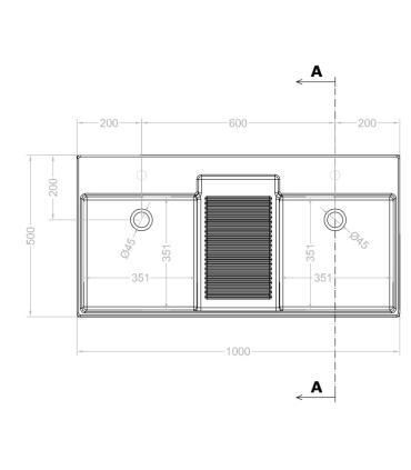 Countertop or wall-hung Colavene Nobu double washbasin without hole