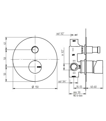 External part Built in mixer for shower, Bellosta, Mose' without inner part