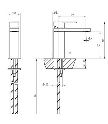 miscelatore lavabo senza scarico saltarello Baby S Bellosta