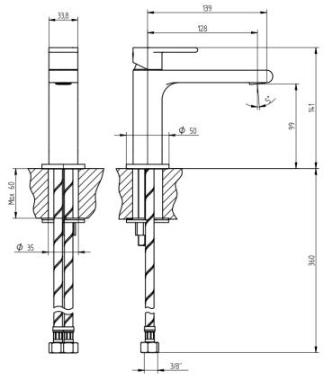 Mixer and spout Extensionta without drain Bellosta Jeans