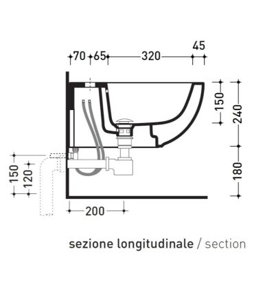 Bidet sospeso Ceramica Flaminia serie quick art.Qk218