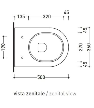 Wall hung toilet, Flaminia, collection quick without seat