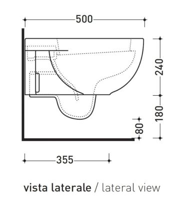 Wall hung toilet, Flaminia, collection quick without seat