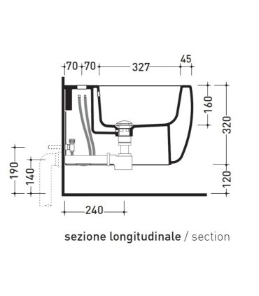 Bidet sospeso monoforo Ceramica Flaminia serie Monò Mn218