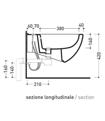 Bidet sospeso monoforo Ceramica Flaminia serie spin art. 5086