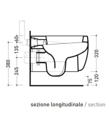 Wall hung toilet, Flaminia, collection mono'