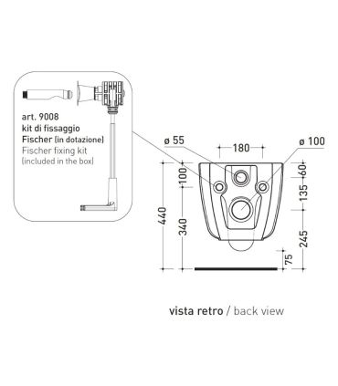 Wall hung toilet, Flaminia, collection mono'