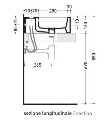 Flaminia, lavabo sur pied ou suspendu, collection eaugrand, art.5088 bi