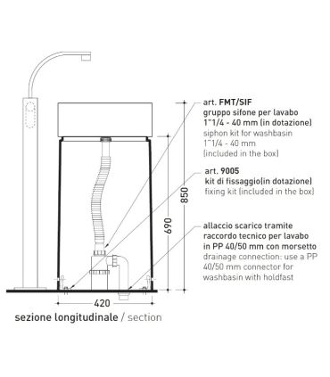 Colonna centro per lavabo Ceramica Flaminia Twin 5050/COLC