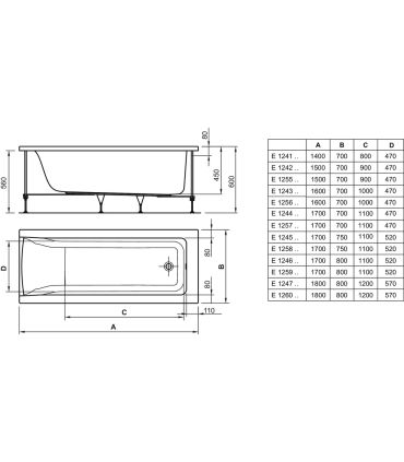 Vasca da bagno Ideal Standard Connect Air normale rettangolare