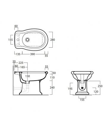 Bidet a pavimento monoforo, Simas Lante LA04