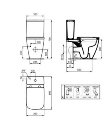 Cassetta monoblocco con batteria I.Life S Ideal Standard T4723