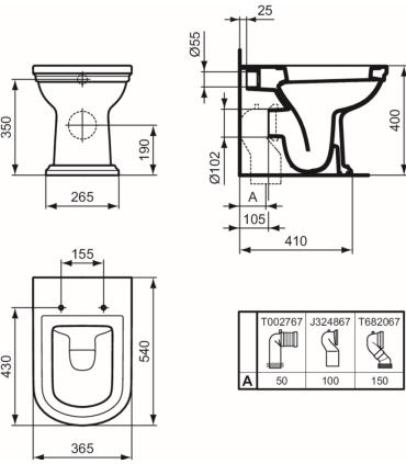 Calla E2227 Back To Wall Vase For Ideal Standard Cassette