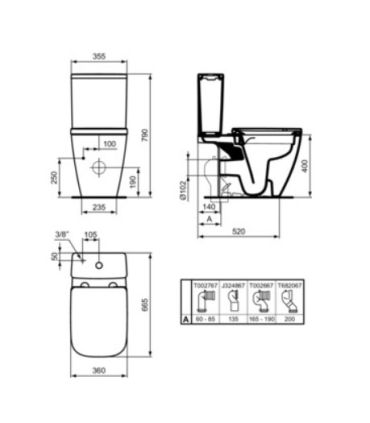 Cassetta monoblocco con batteria I.Life S Ideal Standard T4723