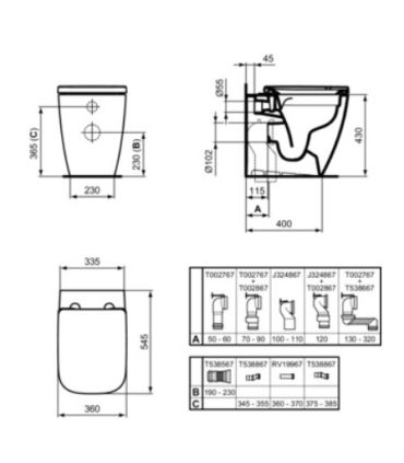 Wc filo parete a pavimento Back To Wall senza brida Ideal Standard I.Life B T4581