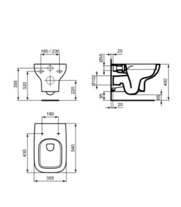 Wc sospeso Ideal Standard I.Life A art.T4680 rimless