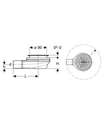 Sifone doccia Geberit 150.581 diametro 90 mm con piletta senza tappo