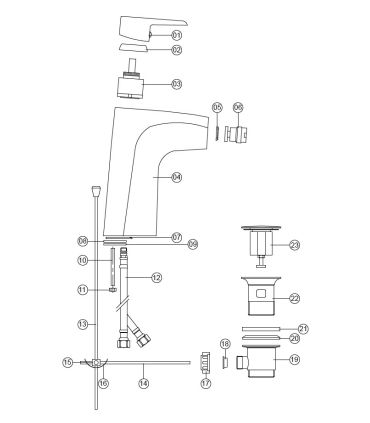 Bidet mixer with M'amo waste Brera series