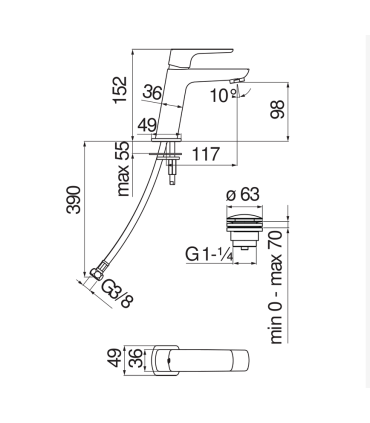 Miscelatore lavabo Nobili serie Acquaviva con scarico push