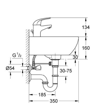 Kit bagno Grohe composto da lavabo Soft edge, miscelatore, sifone e fissaggi