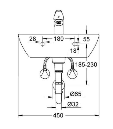 Kit bagno Grohe composto da lavabo Soft edge, miscelatore, sifone e fissaggi