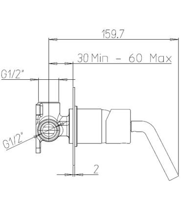 Ducati HD125 Mitigeur de douche à encastrer.