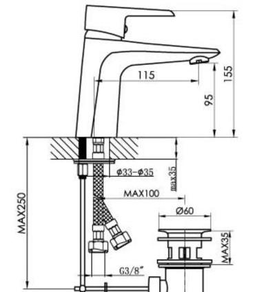 M'amo Brera series basin mixer with pop-up waste