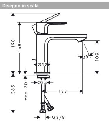 Hansgrohe Rebris S  miscelatore lavabo 110 senza scarico