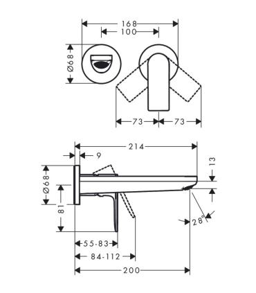 Hansgrohe Rebris E Wall-mounted basin mixer