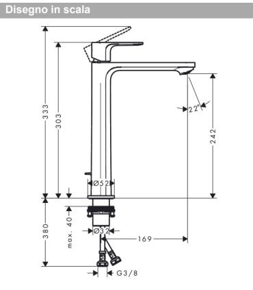 Hansgrohe Rebris S basin mixer 240 with waste