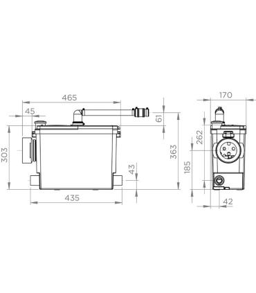 SaniPACK built-in shredder for complete bathroom