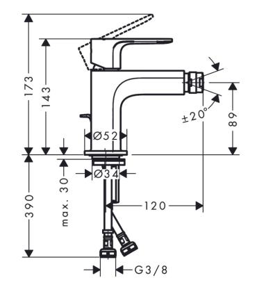 Hansgrohe Rebris E single-lever bidet mixer