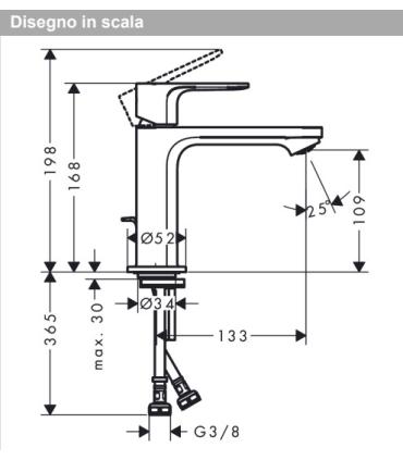 Hansgrohe Rebris E  miscelatore lavabo 110 con scarico