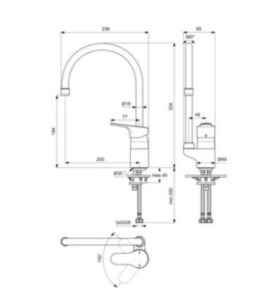 Bec mitigeur d'évier Ideal Standard Ceraflex