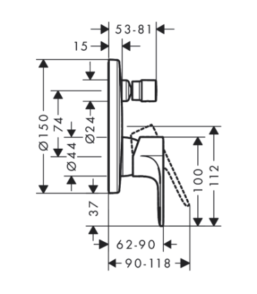 Hansgrohe Rebris E external part built-in bath mixer