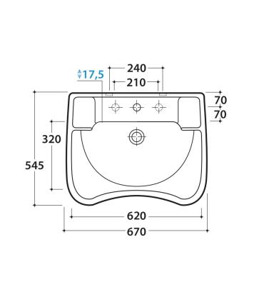 Ceramica Globo Ausilia Lavabo 67X54,5 Ergonomico