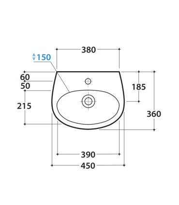 Lavabo suspendu Ceramica Globo Grace Gr045 45X36