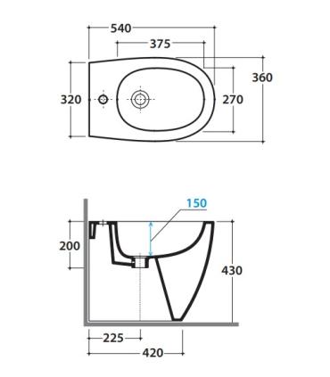 Ceramica Globo 4All 2.0 Md011 Bidet pavimento back to wall 54X36