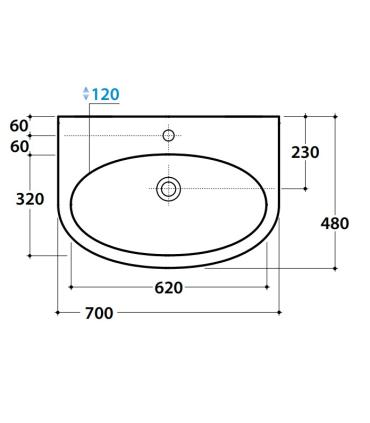 Ceramica Globo 4All Md070 Washbasin 70X48 White