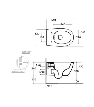 Ceramica Globo 4All Mds03 Bidet suspendu 54X36 monotrou