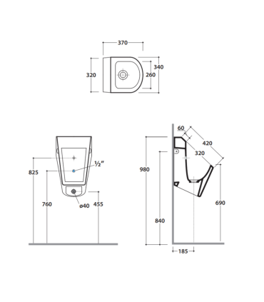 Ceramica Globo Forty3 Fo029 Suspended urinal 34X37