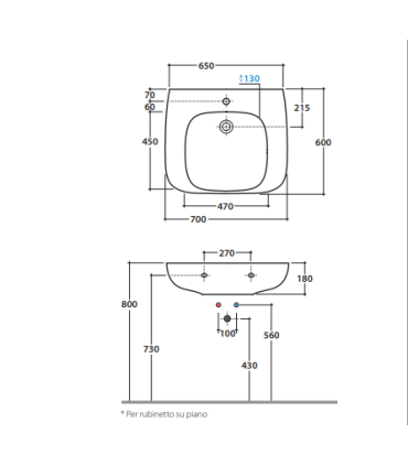 Ceramica Globo Genesis Gea070 washbasin for disabled people 70X60