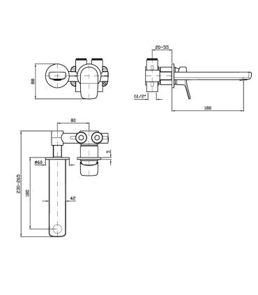 Robinets Zucchetti Brim Zbr675 Parties externes du mitigeur de lavabo