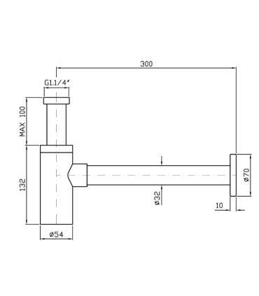 Zucchetti rubinetteria Helm Z95030 sifone a bottiglia 1"1/4 senza piletta