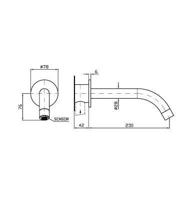 Zucchetti rubinetteria Isy22 Zis1738 parte esterna rubinetto lavabo elettronico