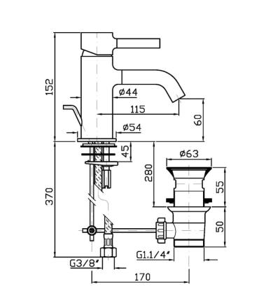 Zucchetti rubinetteria Pan Zp6211 miscelatore Lavabo con scarico