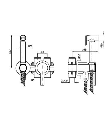 Zucchetti taps Gill Zgl417 external part Shut-Off toilet brush