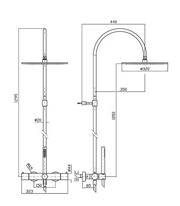 Zucchetti taps Helm Zhe758 Complete shower column