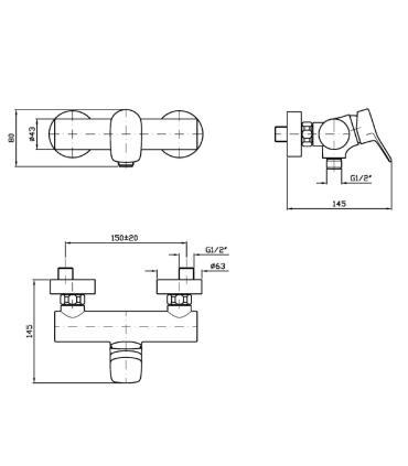 Zucchetti taps Brim Zbr106 external part shower mixer Built-in